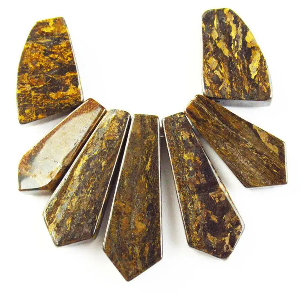 

7Pcs/Set 42x15x7mm/24x17x5mm Natural Bronzite Arrow Pendant Bead 51TJ