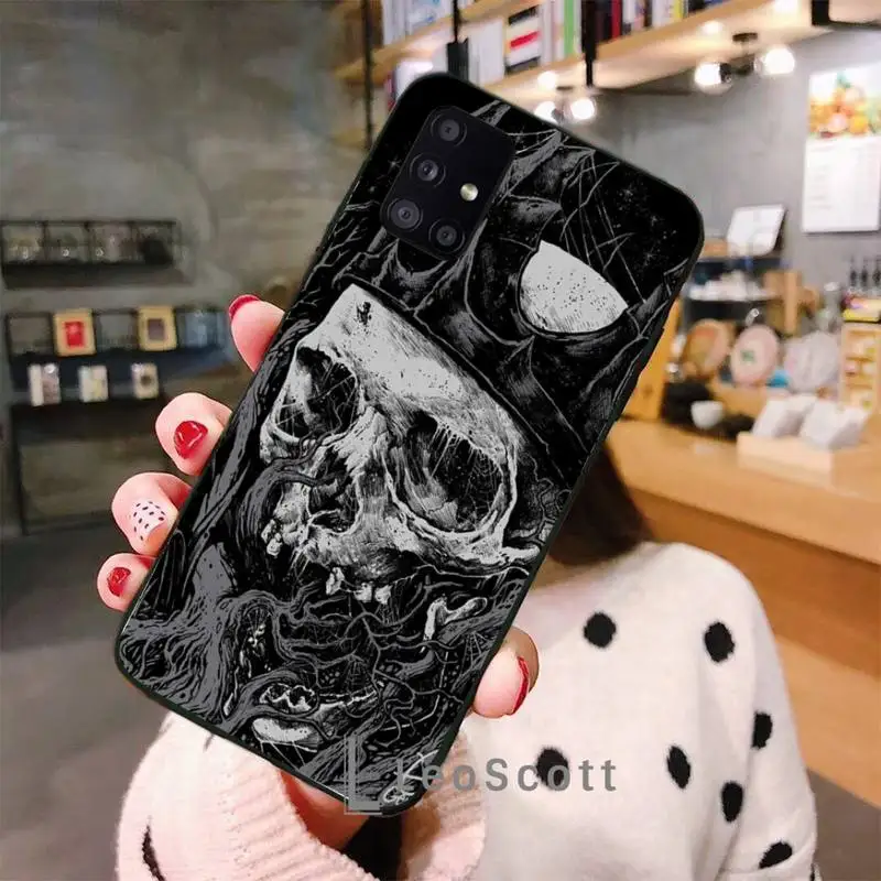 

Skeleton Horror pattern art Phone Case For Samsung A50 A51 A52 A71 A31 A21S S8 S9 S10 S20 S21 Plus Fe Ultra