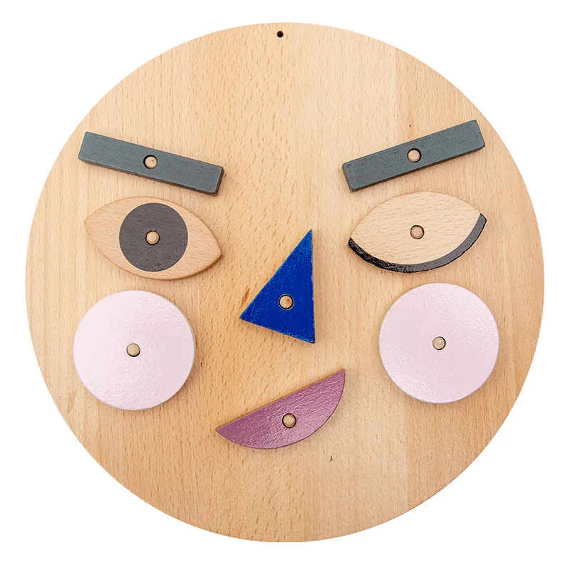 

Children's Wooden Face Changing Expression Panel Emotion Cognition Blocks Toy Montessori Educational Mood Learning Kids Unisex