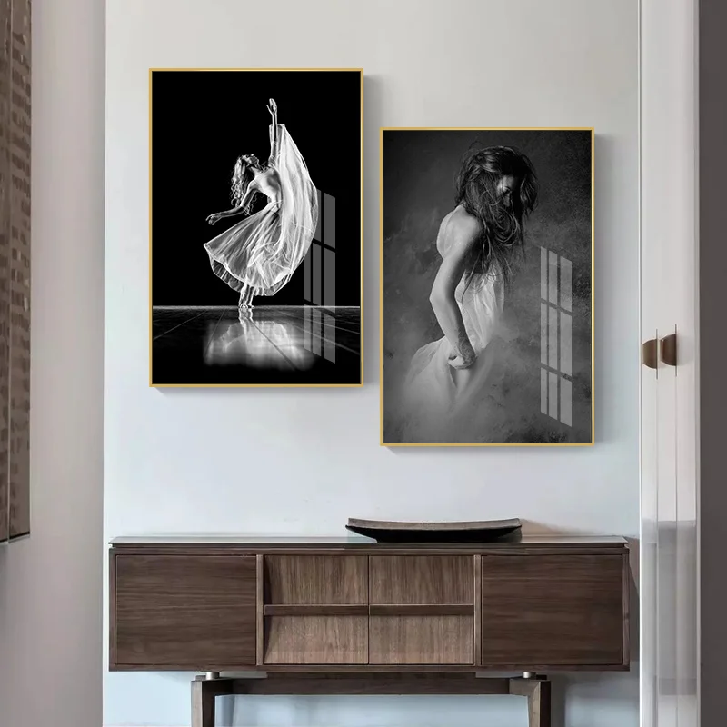 

Ballet Dancer Wall Art Print On The Wall Pictures for Living Room Home Decoration Black White Posters Canvas Modern Paintings