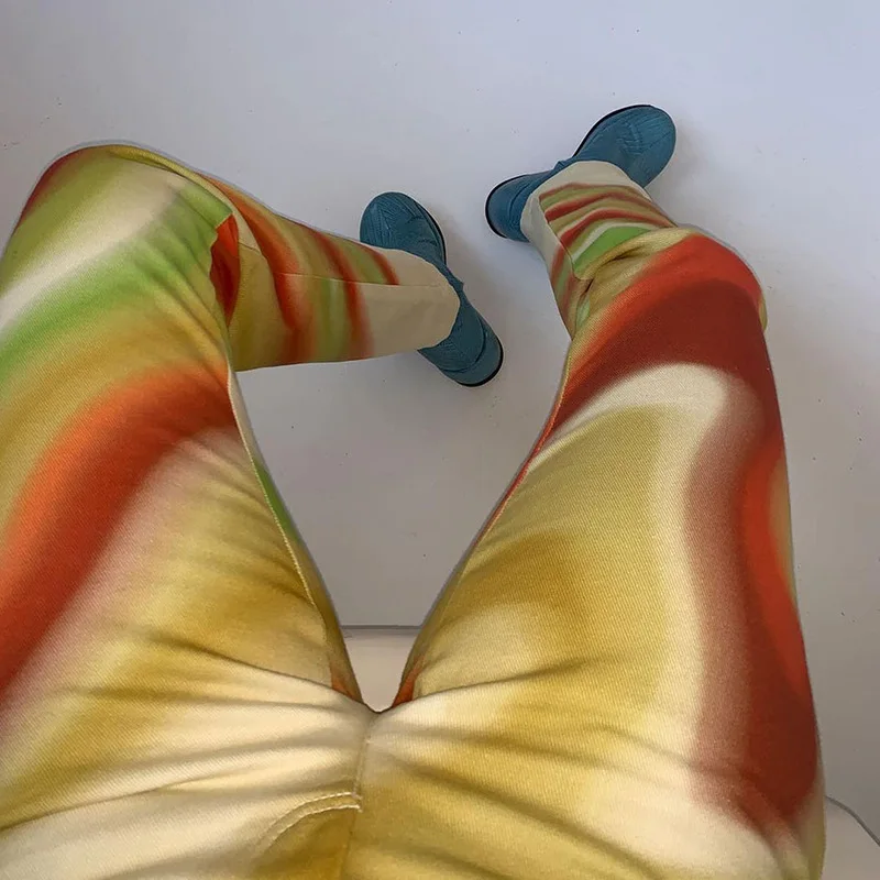 

Summer Tie Dye Print Y2K High Waisted Wide Leg Pants Trousers Long Spring Vintage Casual Sexy Bodycon Pants fashion Dropshipping