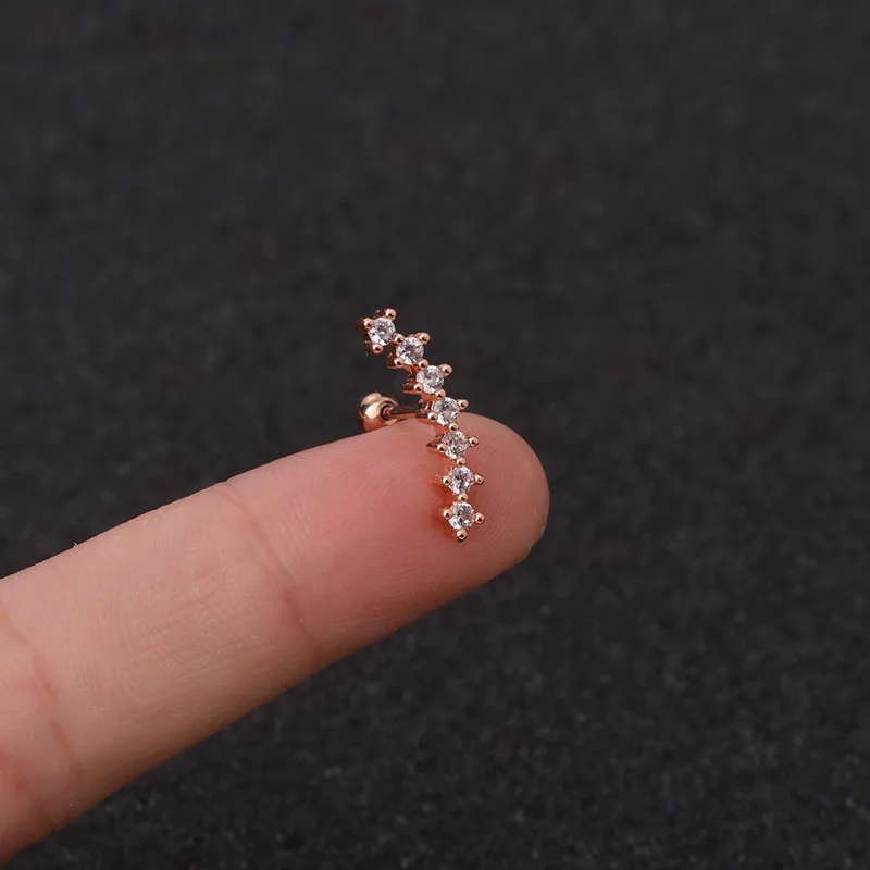 Imixlot розовое золото изогнутая Cz Stasr Cartilage шпилька Helix Rook Конч закручивающаяся задняя часть серьги 20 г Украшения для ушного пирсинга из нержавеющей стали - Окраска металла: YLBJ989C-3