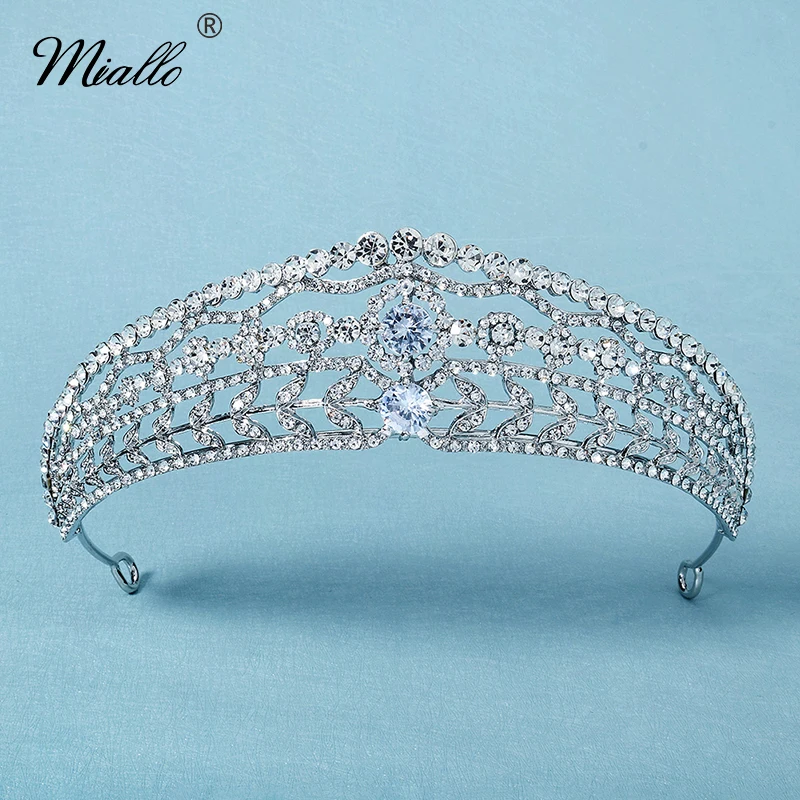 

Miallo Rhinestone Crown Headband Bridal Wedding Hair Jewelry Silver Color Tiaras and Crowns Hair Accessories for Women Gift