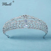 miallo rhinestone crown headband bridal wedding hair jewelry silver color tiaras and crowns hair accessories for women gift