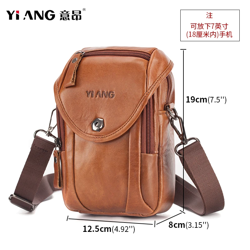 YIANG брендовая мужская маленькая сумка из яловой кожи Высококачественная