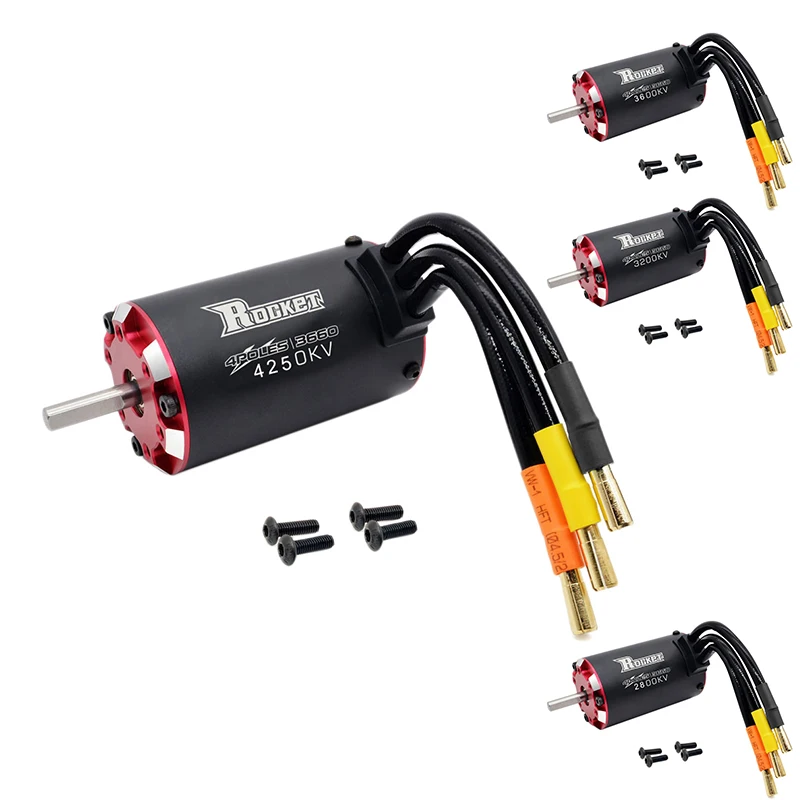 

ROCKET V2 Supersonic 3660 4 Poles&Built -in Temperature Sensor& Sensor Port Waterproof Brushless Motor for 1/10 RC Car