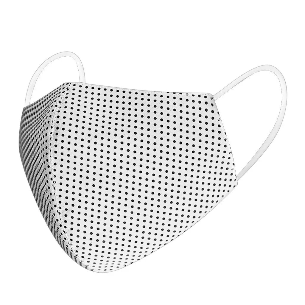 

3PCS Polyester Washable Reusable Face Mask Fashion Print Adult Breathing Wave point Mask Mouth Mask With Design Mascarillas