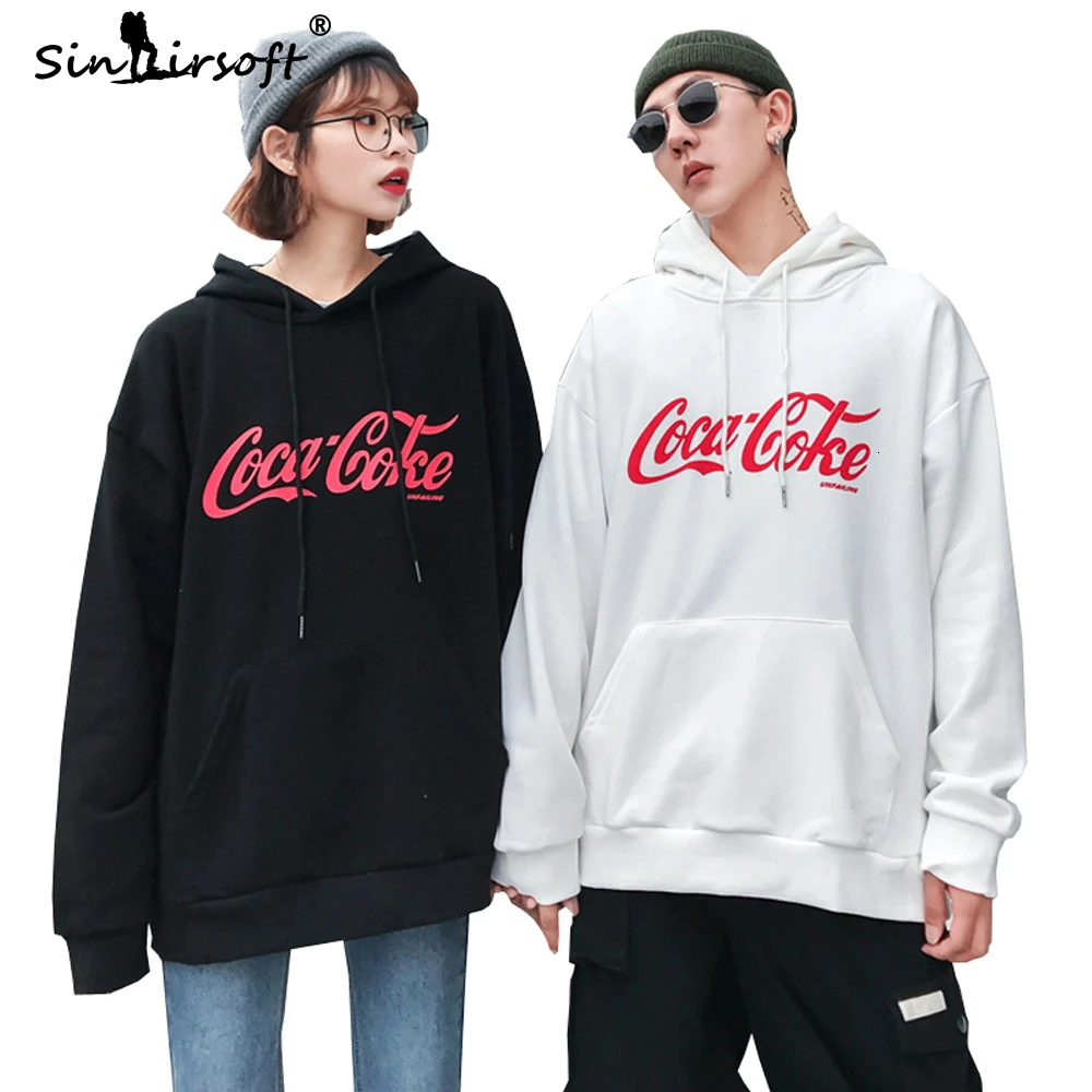 Coca Coke/толстовка с капюшоном и буквенным принтом для пары мужские повседневные