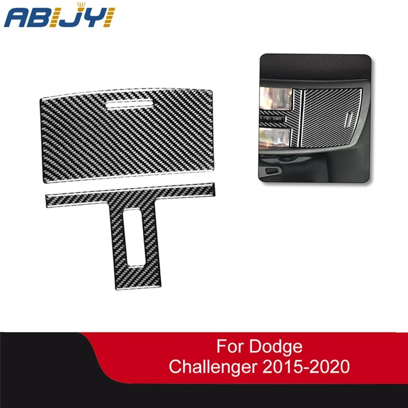 

Car Accessories Black Carbon Fiber Car Stickers Reading Light Panel 2 Pieces For Dodge Challenger 2015-up