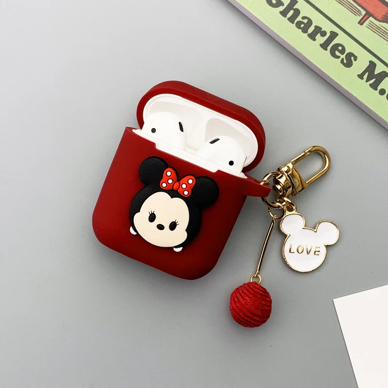 Милый брелок Микки Маус мультяшный чехол для Airpods Bluetooth беспроводной защитный чехол для AirPods силиконовый чехол для зарядки