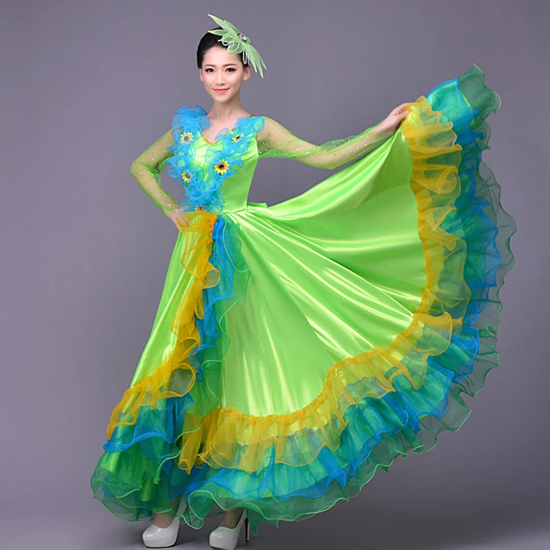 Мода плюс размер цыганское женское испанское Фламенко юбка представление танец