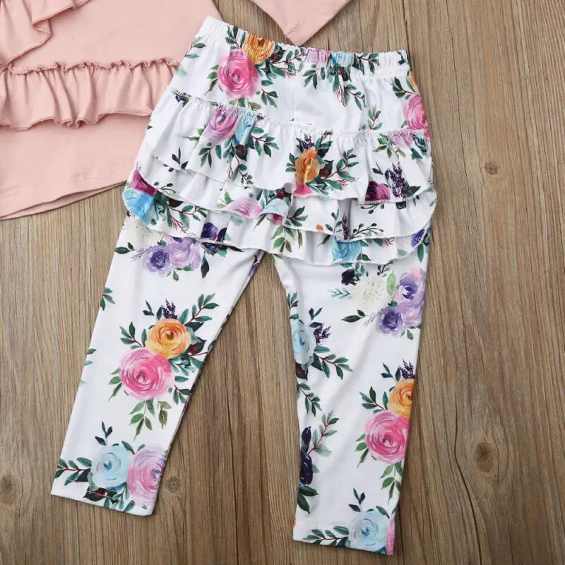 3 шт. детские футболки с длинным рукавом и оборками|Комплекты одежды для девочек| |