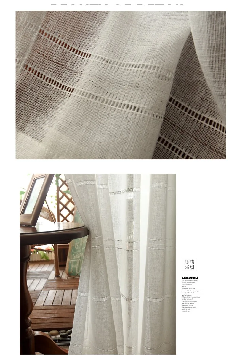 Хлопковые льняные полые тюлевые занавески для спальни оконные гостиной