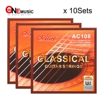 10set classical guitar strings clear nylon strings silver plated copper alloy wound normal tension alice a108 n encordoamento