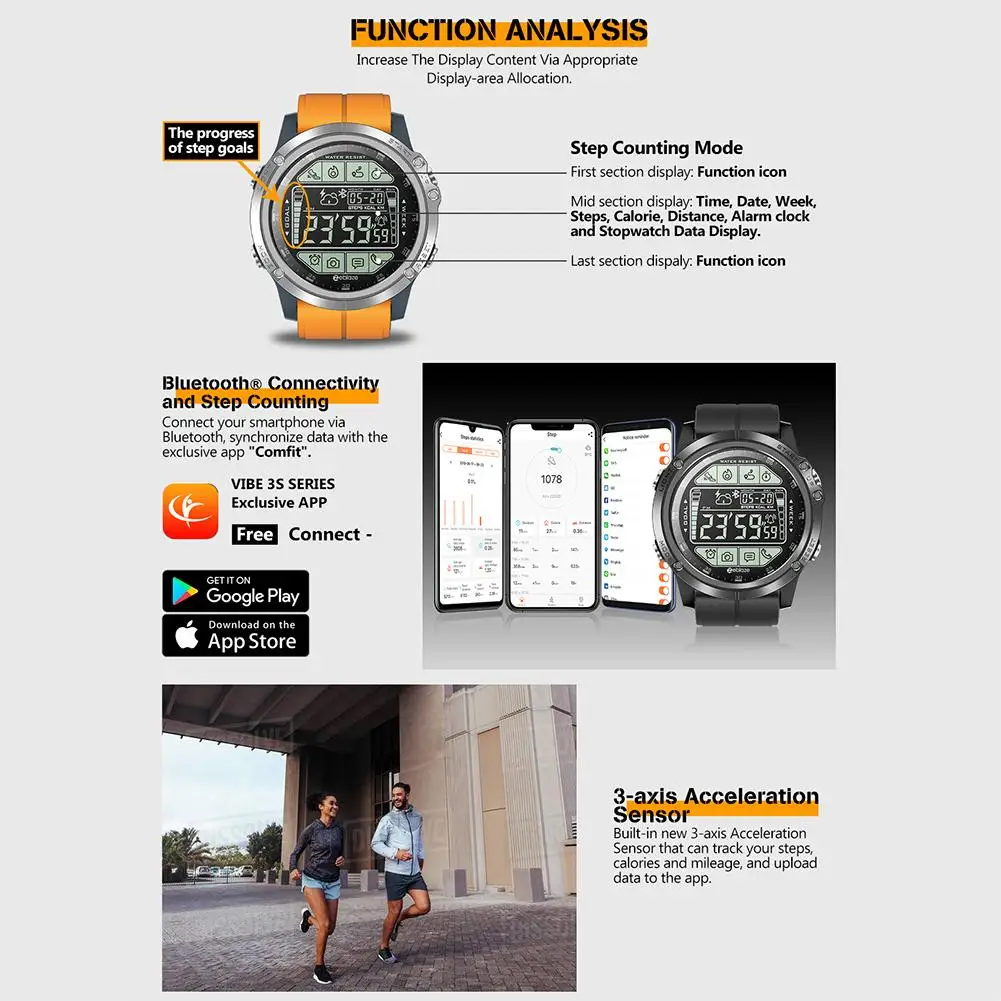 Новое обновление Zeblaze VIBE 3S спортивные мужские умные часы прочные уличные водонепроницаемые Смарт-часы в реальном времени погода фитнес-трекер