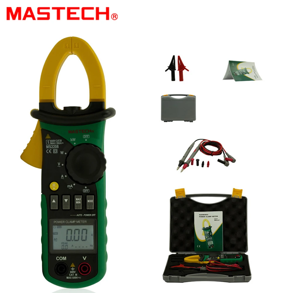 Mastech MS2208 6000 графов гармоническая мощность клещи Тестер мультиметр Trms Напряжение