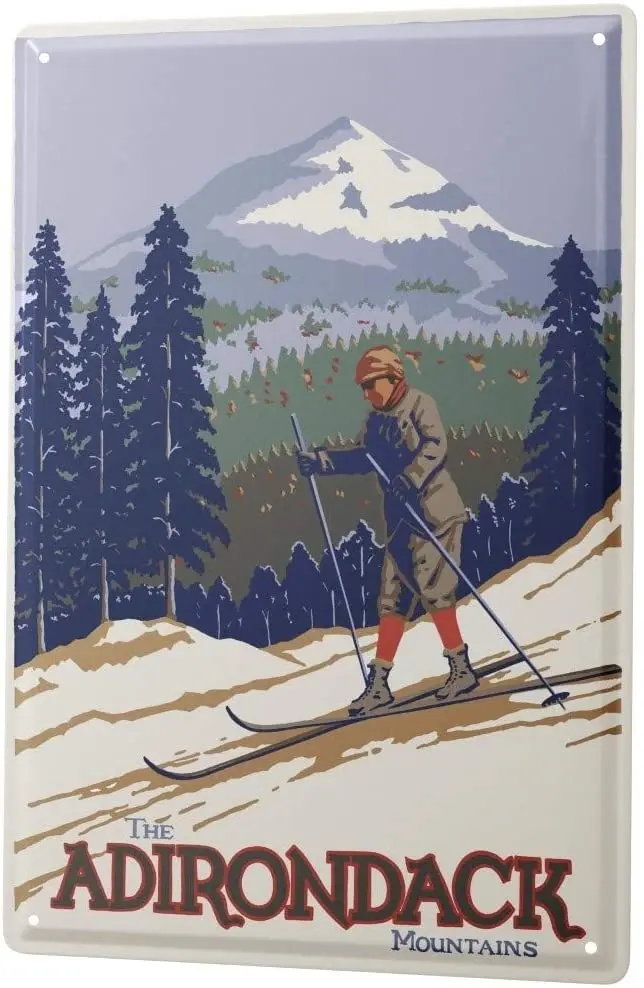 

Since 2004 Tin Sign Tin Sign Decorative Plaque Home Decor Plates World Tour Skiers in the Mountains Metal Plate