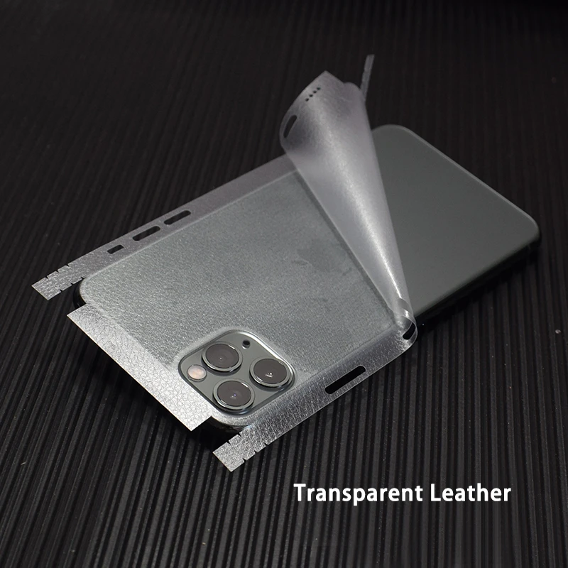 Clear Leather Прозрачная 3D пленка из углеродного волокна, пленка для телефона, задняя наклейка для iPhone 11 Pro XS MAX XR X 8 7 6 6S Plus, прозрачная наклейка - Цвет: Clear Leather