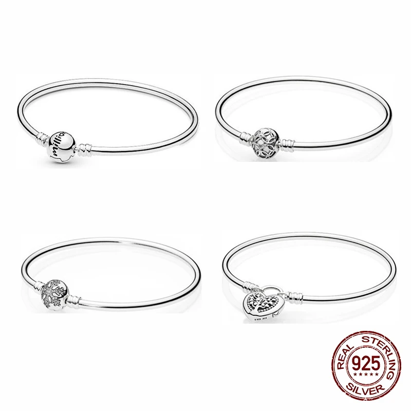 

Sterling 925 Silver Fit Original Pandora Charms Beads Simple Style Simple Bracelet DIY Foundation Bead Bangle