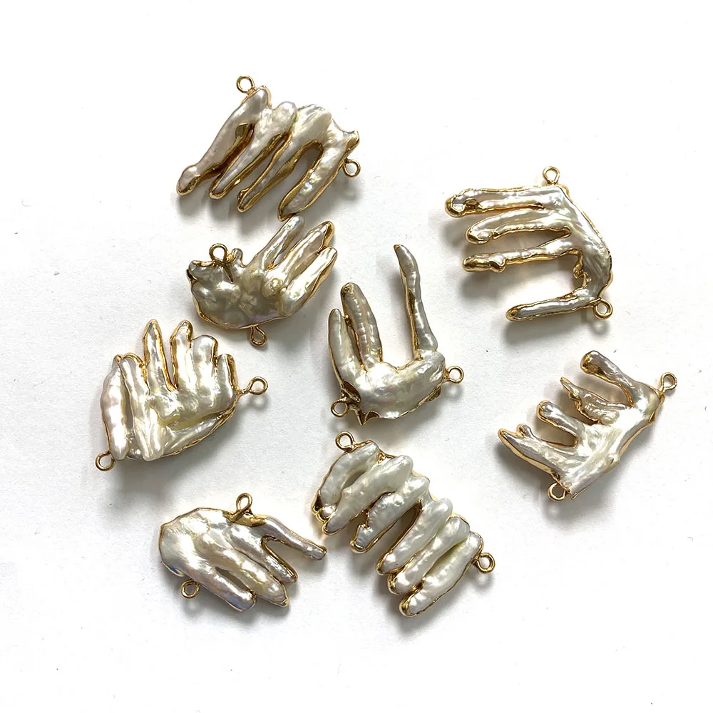 

New 15x20-30x45mm Natural Freshwater Pearl Double Hole Connector Irregular Shape DIYJewelry Fashion Making Necklace Bracelet