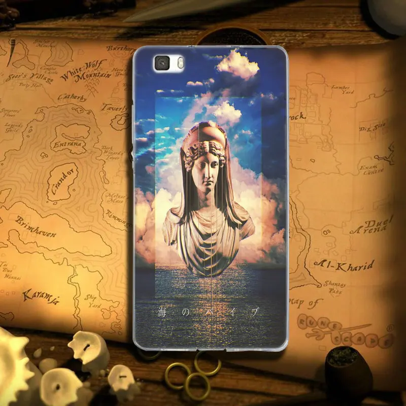 Soft TPU Silicon Phone Cases Cover for Huawei P8 P9 P10 P20 P30 Mate 10 Lite 2017 Pro Honor 7 7A 7X 9 Shell Statue Vaporwave | Мобильные