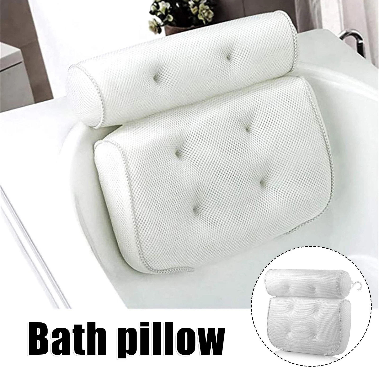 

Luxury Bath Pillow Ergonomic Bathtub Spa Pillow with 3D Air Mesh Technology and 6 Suction Cups for Bathtub Hot Tub SDFA8