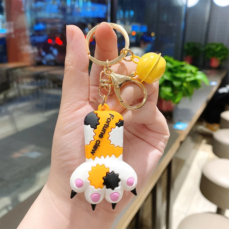 

Cartoon cute cat paw silicone car keychain