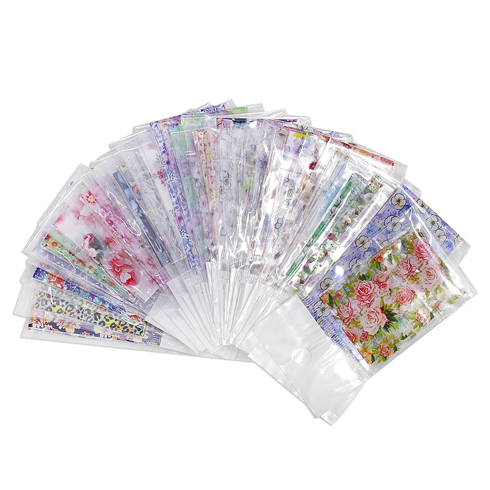 flower foil 30pcs 30 шт./50 шт. в упаковке наклейки для ногтей Фольга 1 Набор узоров Смешанные 3d наклейки для ногтей фольги s, переводные наклейки для ногтей Фольга, набор для аппликации - Цвет: flower foil 30pcs