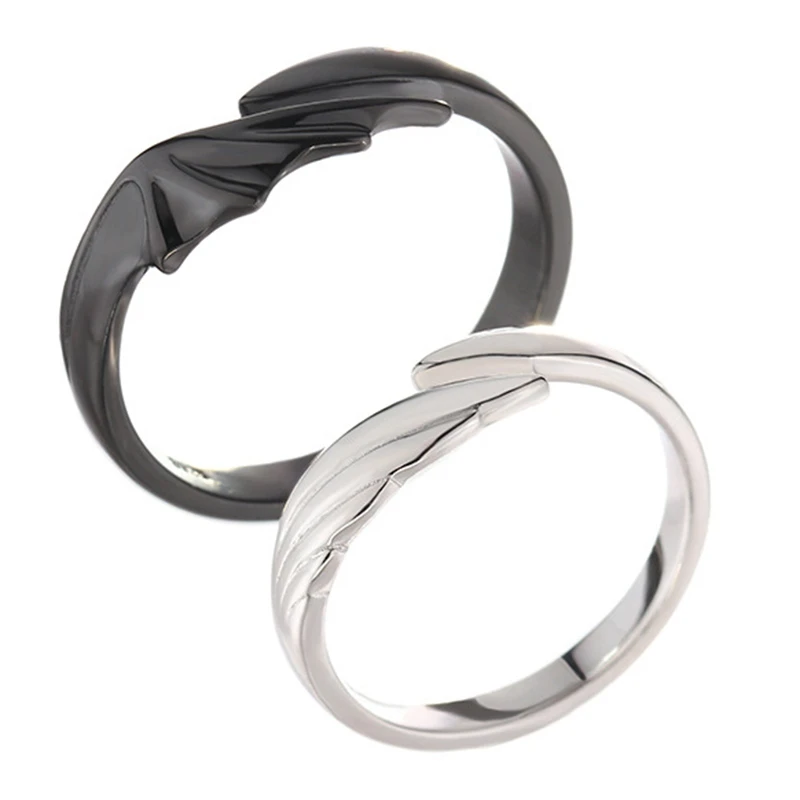 

Rings Couple Rings Angel and Devil Couple Rings Jewelry Couple Rings Men and Women Rings (Black and Silver Color) 2pcs
