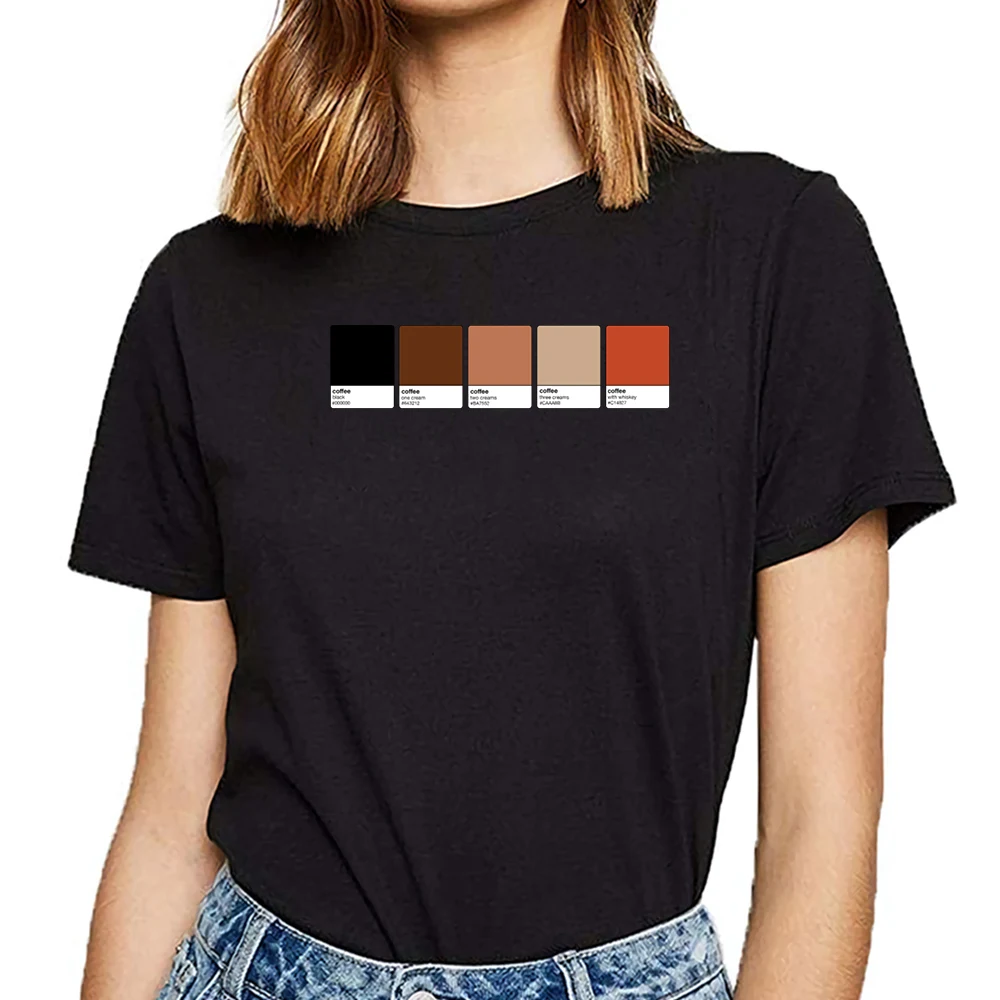 Топы Футболка Для женщин Пантон кофейная кофе одежда вечернее платье Harajuku