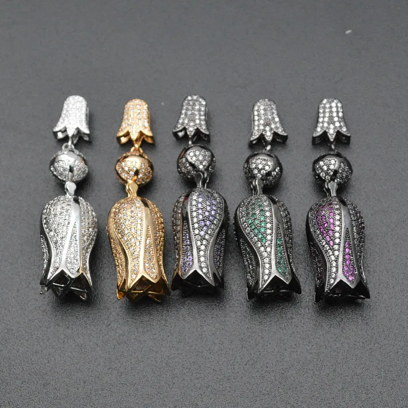 14x50 мм белые бусины с кубическим цирконием в форме тюльпана ручной Шарм