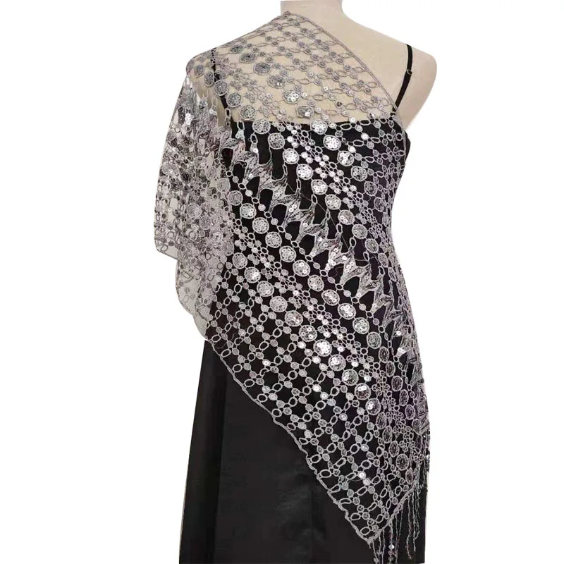 Элегантные шали с бахромой и пайетками женское элегантное вечернее платье