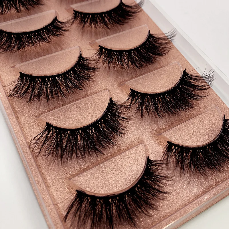 

Handmade Mink Hair 3D Curly False Eyelashes 5 Pairs Natural Long Soft Thick Eye Lashes Bulk Box Packing Full Strip Lashes