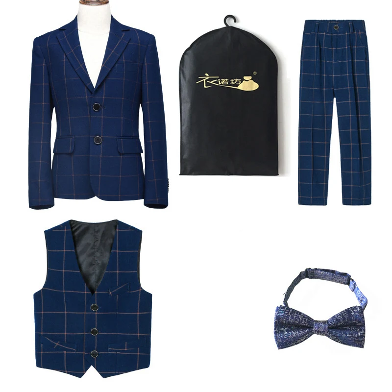 

Classic Fashion Boys Wedding Performance Formal Clothing Set Top Quality Kids Blazer Vest Pants Outfits Children Teenage Suits