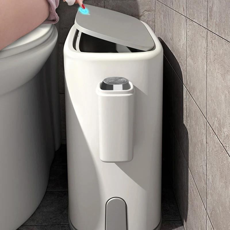 Мусорное ведро для ванной Двухслойное туалета узкое мусорное кухни с крышкой 15 л