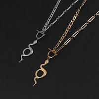 punk thick snake necklace women stainless steel necklace double layer necklace long pendant necklace for women jewelry gift