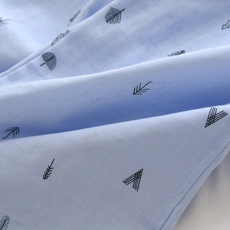 2021 Newest Men's Pajamas Summer/ Spring 2 Piece 100% Cotton Gause Home Pajamas Short Sleeve & Long Trousers Home Wear Cover Men