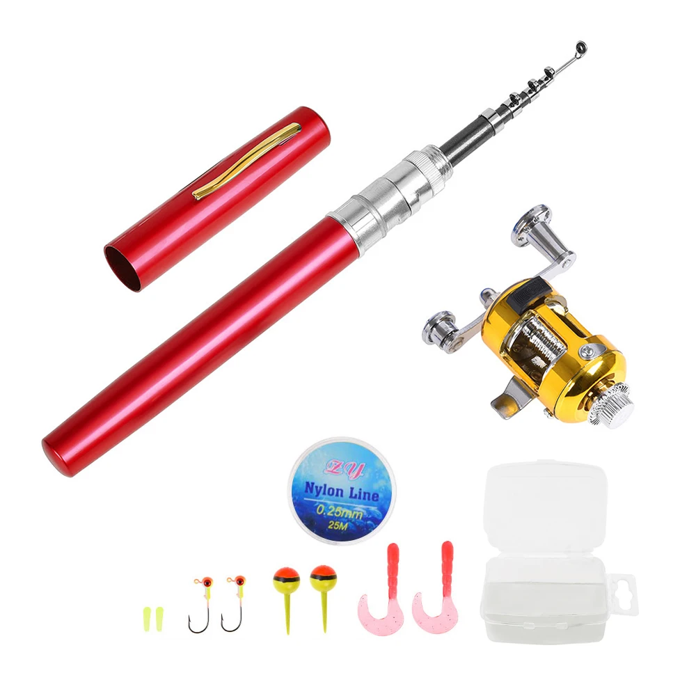 Рыболовная Катушка комбо набор телескопическая карманная ручка удочка мини