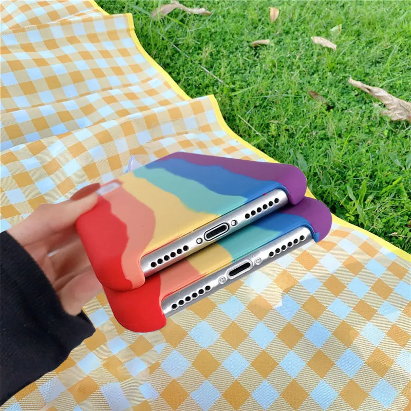 

QIXTWO Art Fashion Rainbow Stripe Phone Soft Case For iPhone 12 Mini 11 Pro Max X Xs XR 7 8 Plus SE 2 Silicone Shockproof Cover