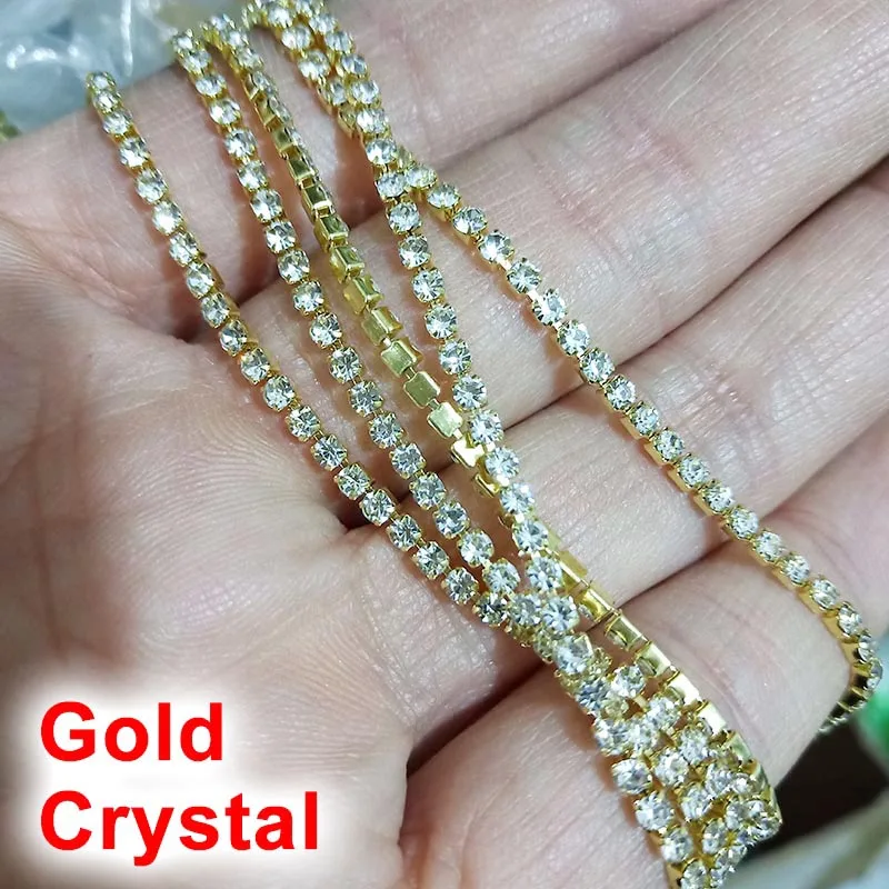 Золотая цепочка SS6 3 ярда стразы смешанные цвета хрустальные цепочки для одежды