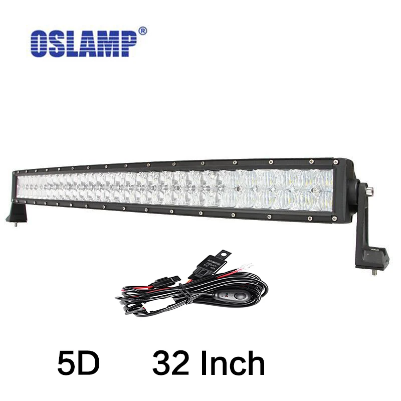 

32" 300W 5D Bar Spot Flood Curved LED Light Bar Offroad For Jeep Ford 4x4 4WD ATV UTV Truck Trailer Boat Vans 12V 24V