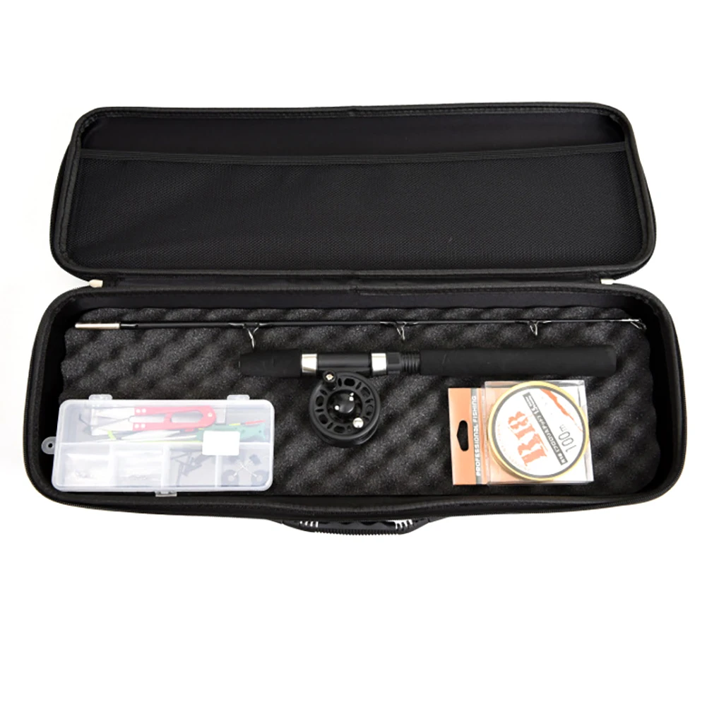 Новый набор удочек из черного АБС пластика 80 см для подледной рыбалки с сумкой