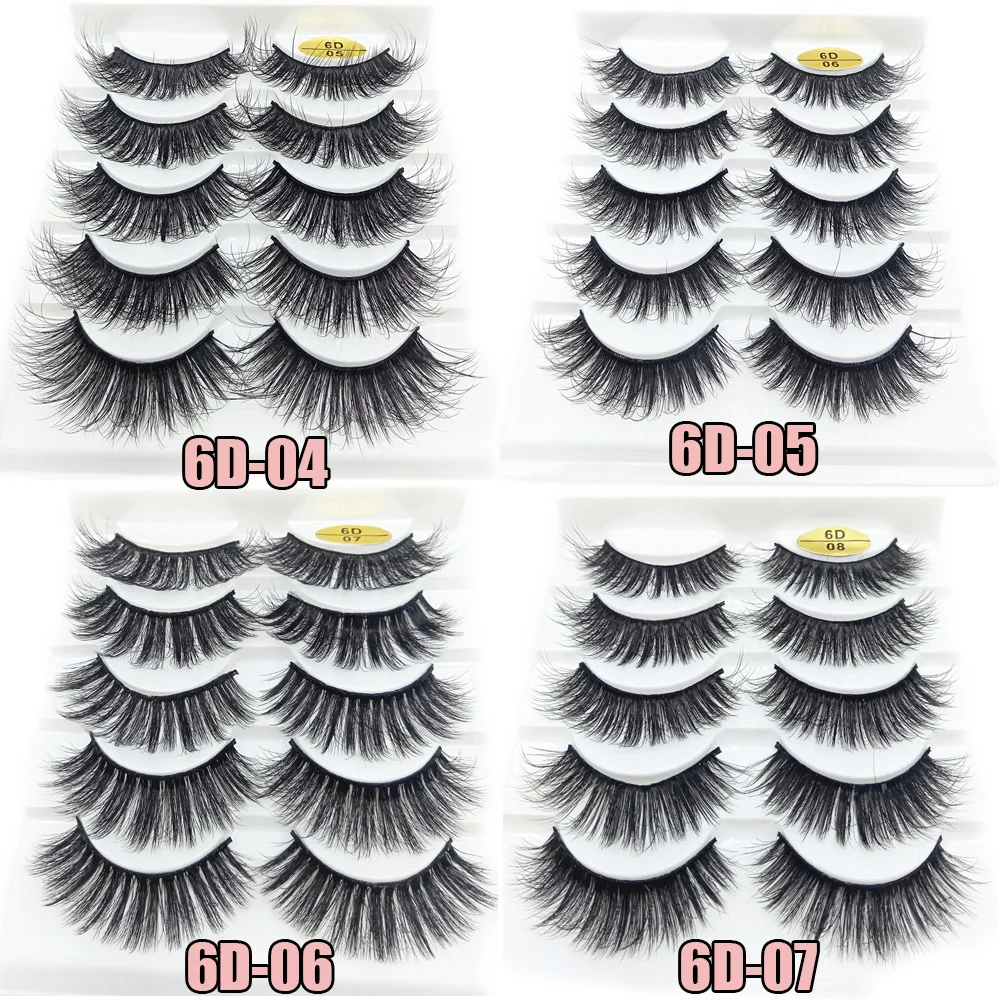 5 Pairs 6D Mink Lashes False Eyelashes Natural Long Wispies Handmade Cruelty-free Criss-cross Makeup Extension Tools | Макияж