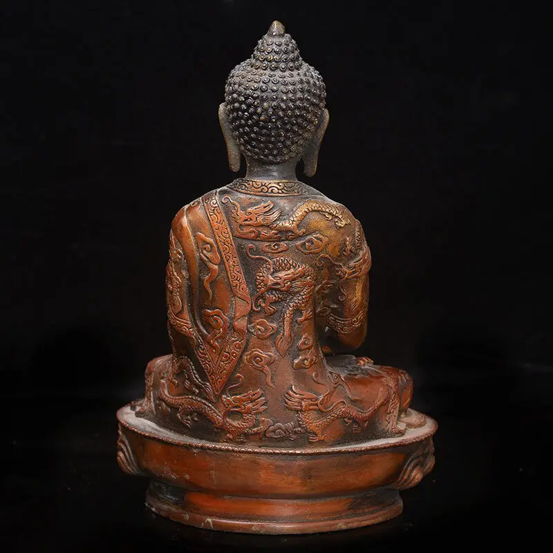 Старая латунная позолоченная медицинская Будда Шакьямуни Shakyamuni статуя | Дом и