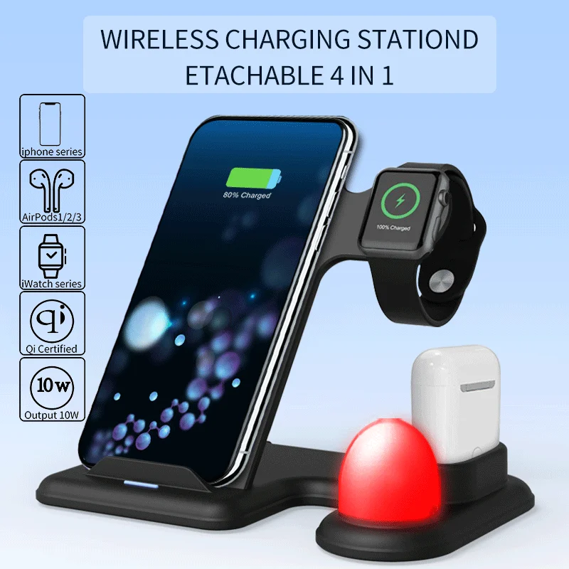 

10W 3 in 1 Wireless Charger Fast Charging Dock Station Cargador Cellphone For iWatch 5 4 3 AirPods Pro For iPhone 11 XS XR X 8