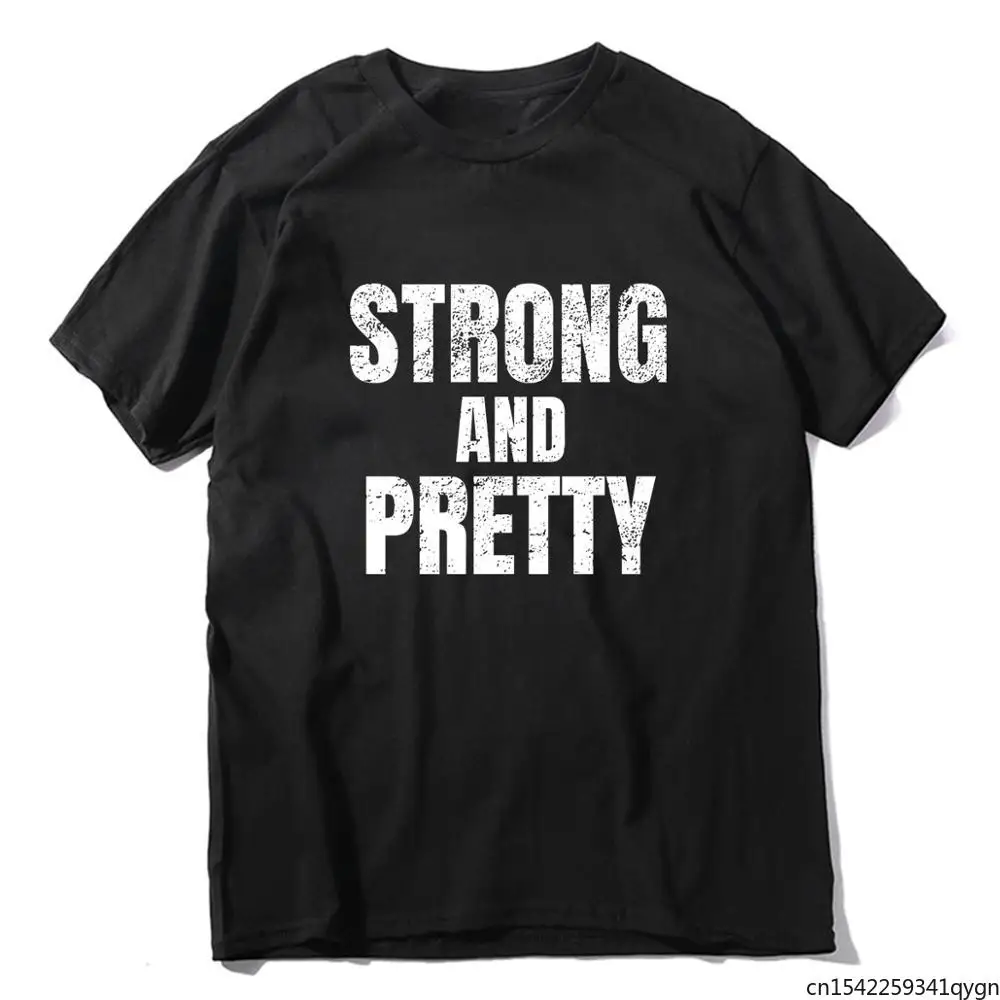 

Unisex Strong and Pretty Funny Strongman Workout Vintage Men's Short Sleeve T-Shirt Women Retro Soft Tee Gift
