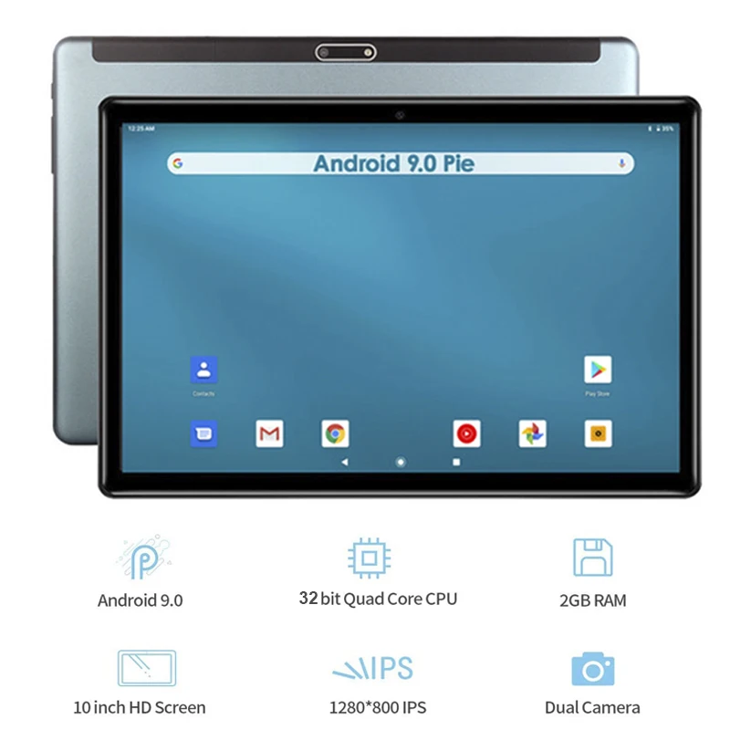 10 дюймовый планшет Google Play с двумя SIM картами камерами 32 Гб ПЗУ Wi Fi Bluetooth Android GPS