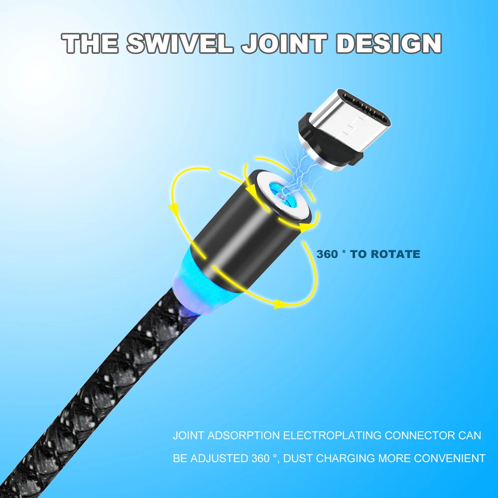 Магнитный кабель Vanniso Micro USB с нейлоновой оплеткой, кабели для мобильных телефонов samsung s8, Xiaomi mi9, USB C, Microusb, светодиодный, магнитный, зарядное устройство