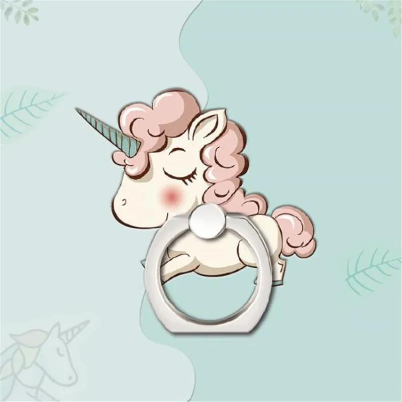 Cartoon Unicorn Mobile Phone Holder Metal Finger Ring Holder Cartoon Phone Ring Holder Phone Stand Support For Iphone All Phone images - 6