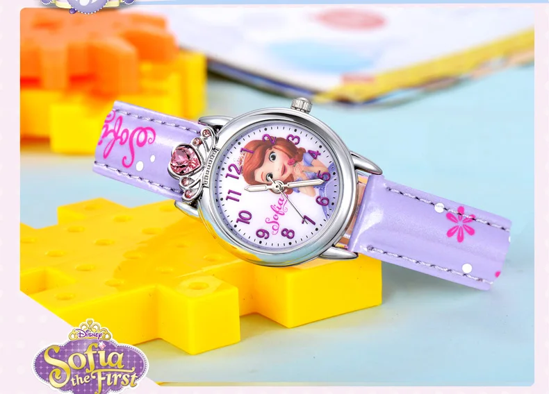 Disney Sophia Princess Кварцевые водонепроницаемые детские часы для девочек прекрасные часы